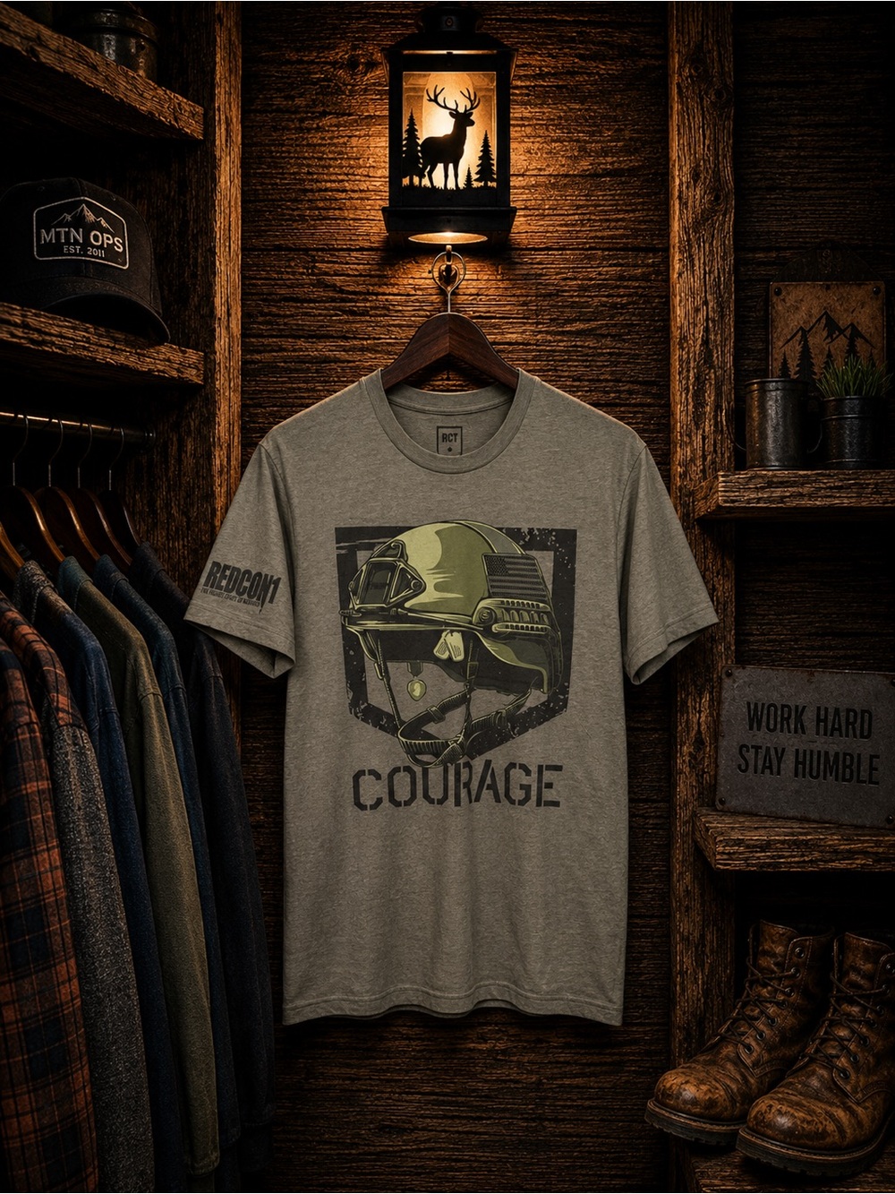 Redcon1 Men’s Large “Courage” T-shirt OD Green NWOT